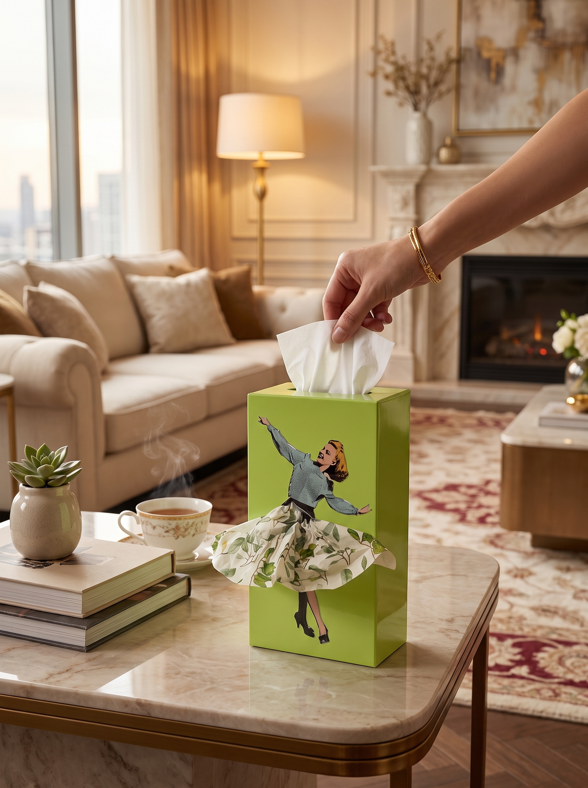 Figure Style Tissue Box Holder Stand lifestyle 2
