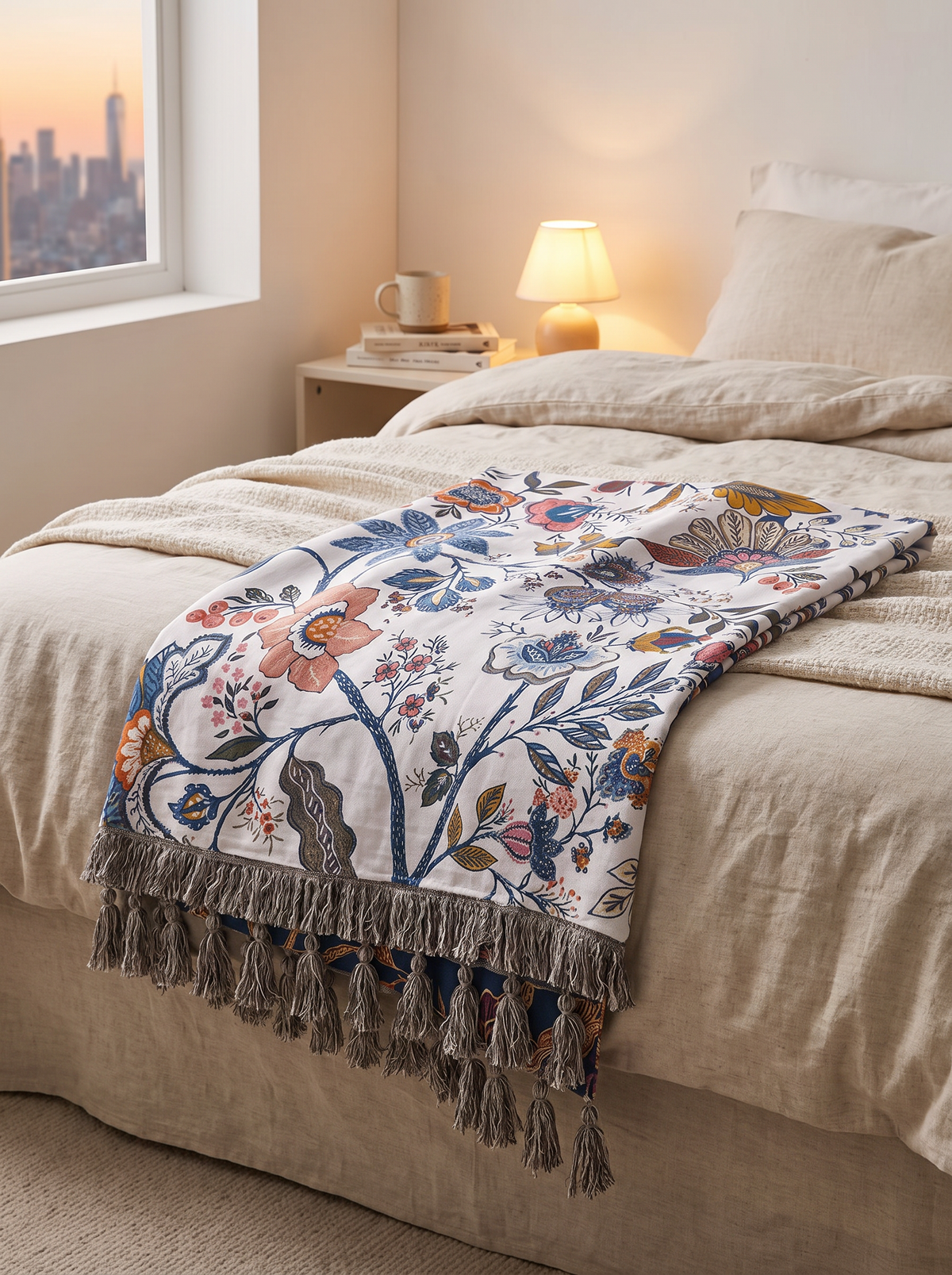 Reversible Floral Tassel Throw Blanket lifestyle 3