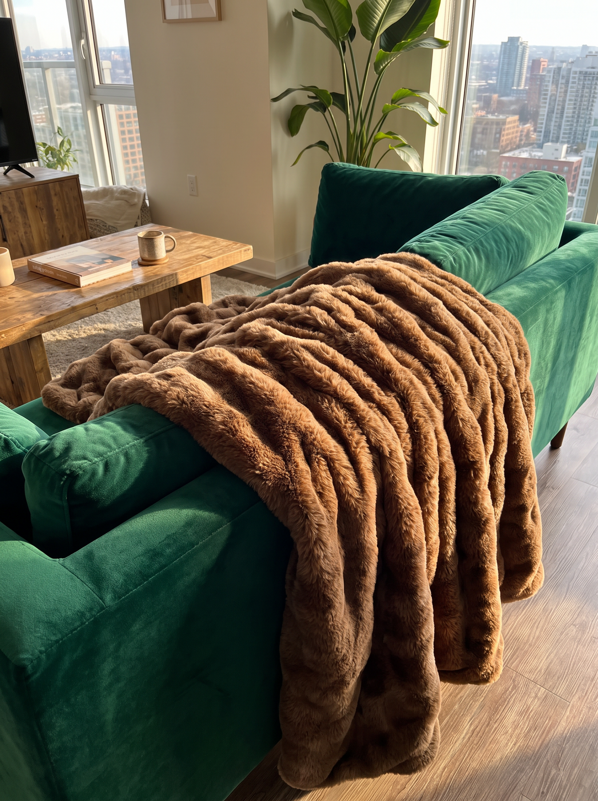 Faux fur plush sofa throw blanket a2
