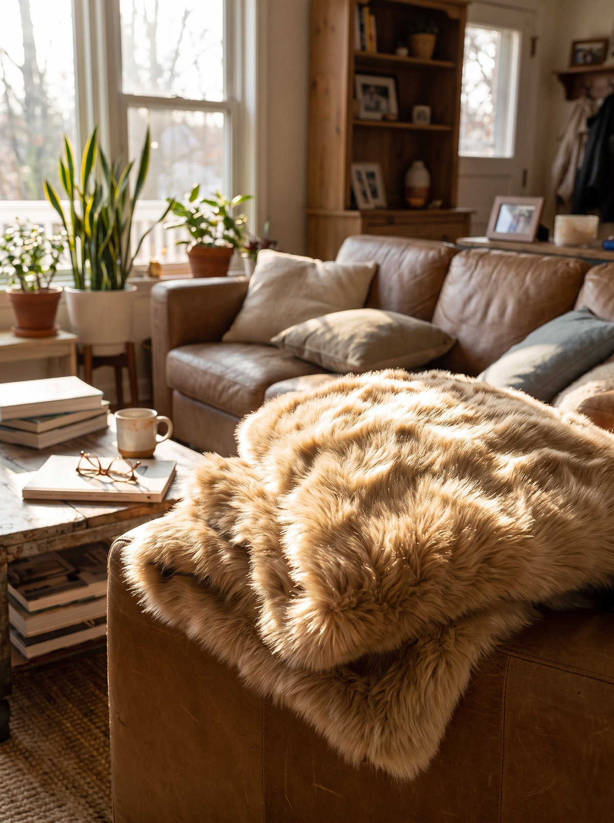 Faux fur plush sofa throw blanket a1