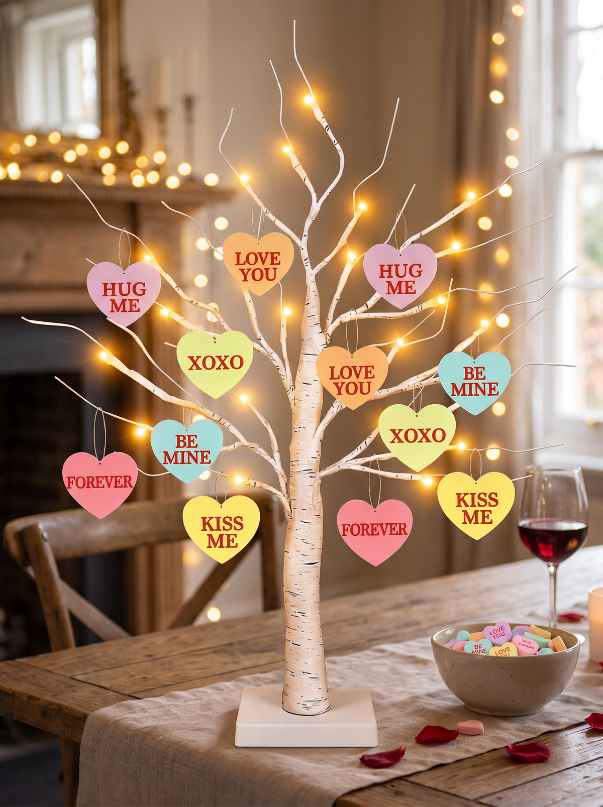 LED heart ornament tree table lamp b2