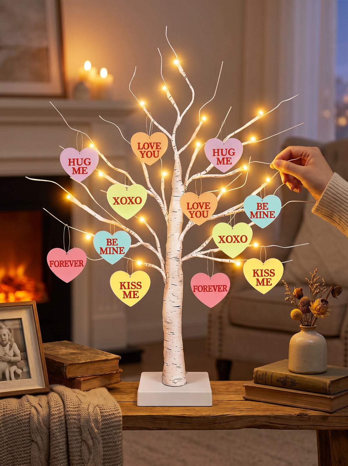 LED heart ornament tree table lamp b1