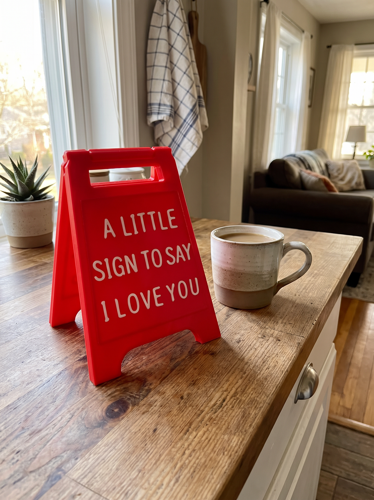 Romantic love message table sign a3