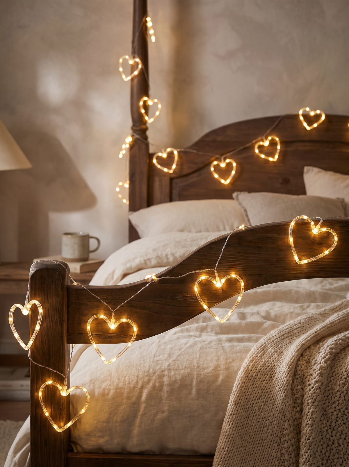 Heart shaped warm LED string lights d3