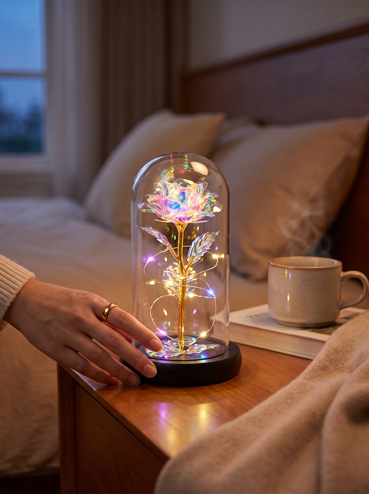 LED rose glass dome table lamp 3