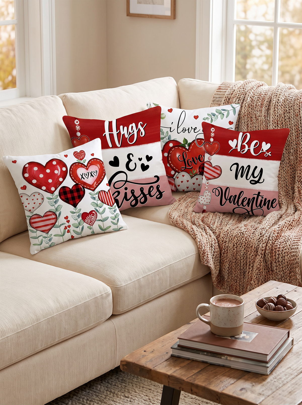 Valentine heart print cushion covers 1