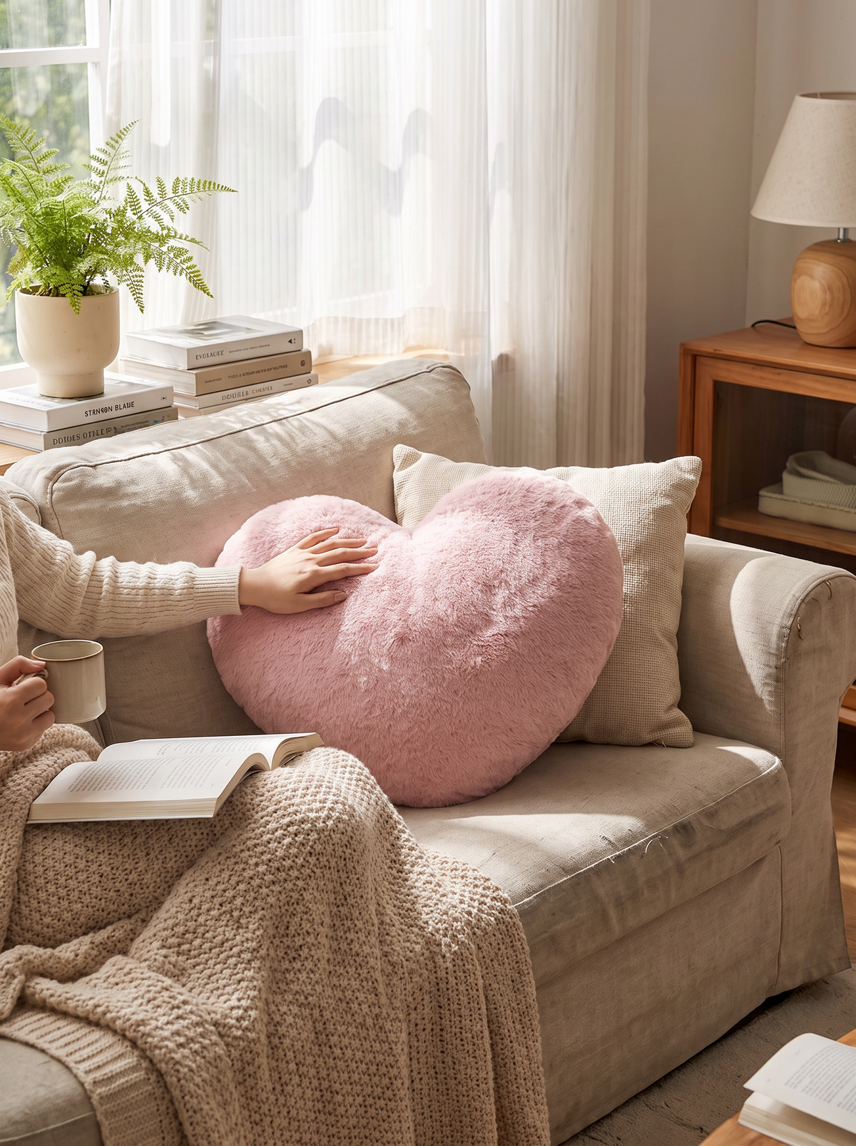 Heart shaped plush sofa cushion 1