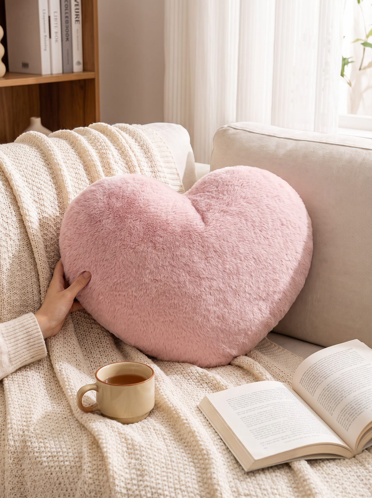 Heart shaped plush sofa cushion 2