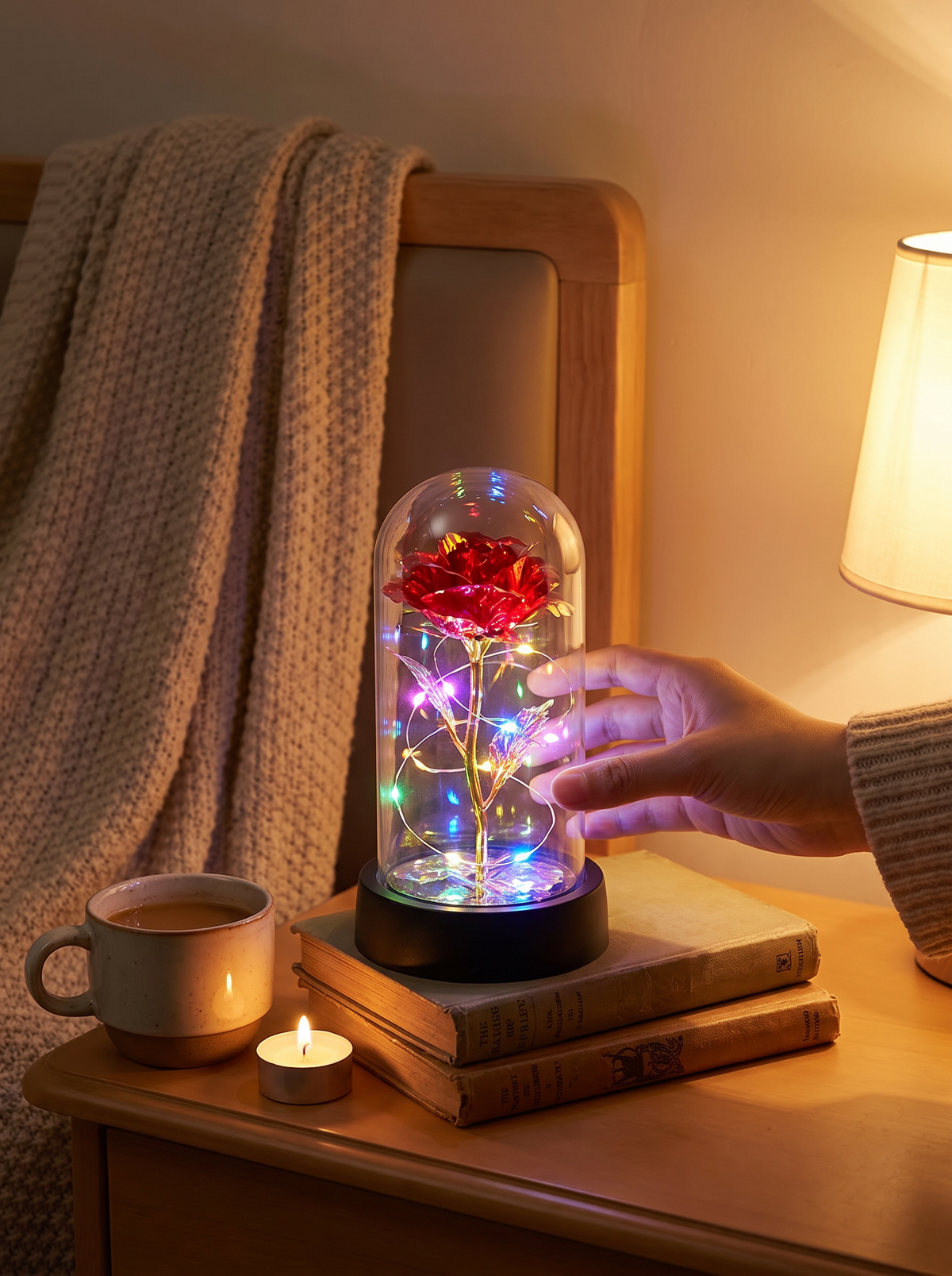 LED rose glass dome table lamp 2