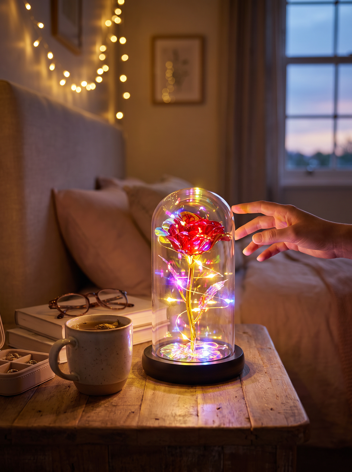 LED rose glass dome table lamp 1