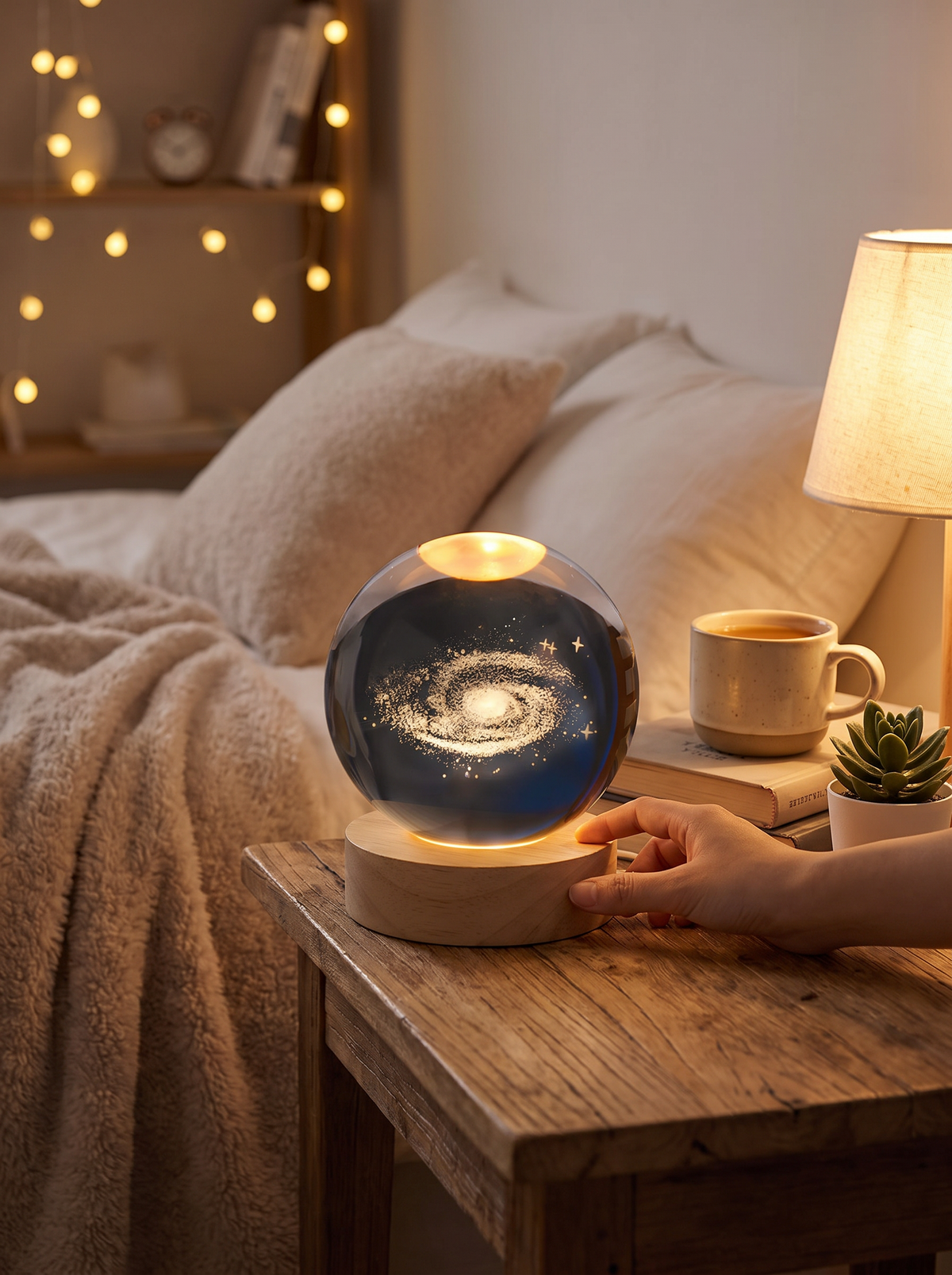3D engraved crystal ball planet lamp 3