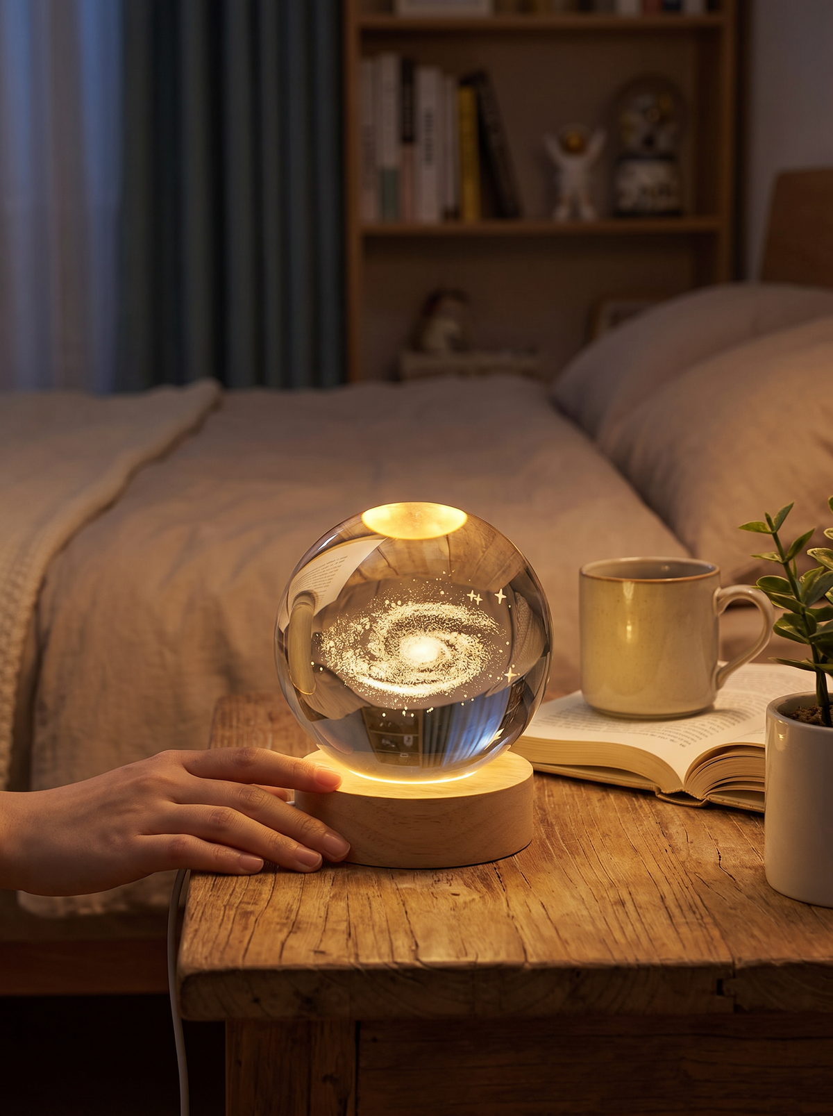 3D engraved crystal ball planet lamp 2