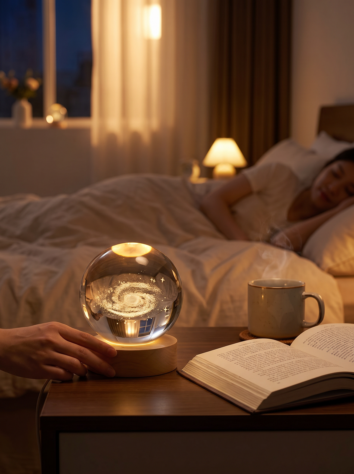 3D engraved crystal ball planet lamp 1