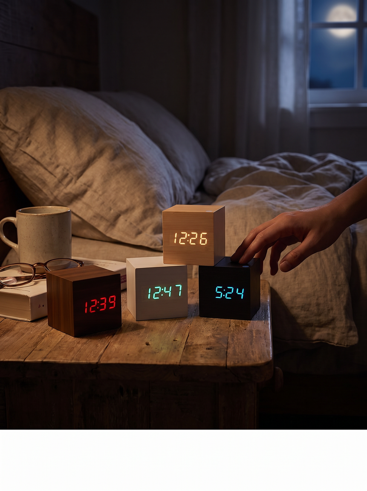 Wooden LED digital alarm clock 2