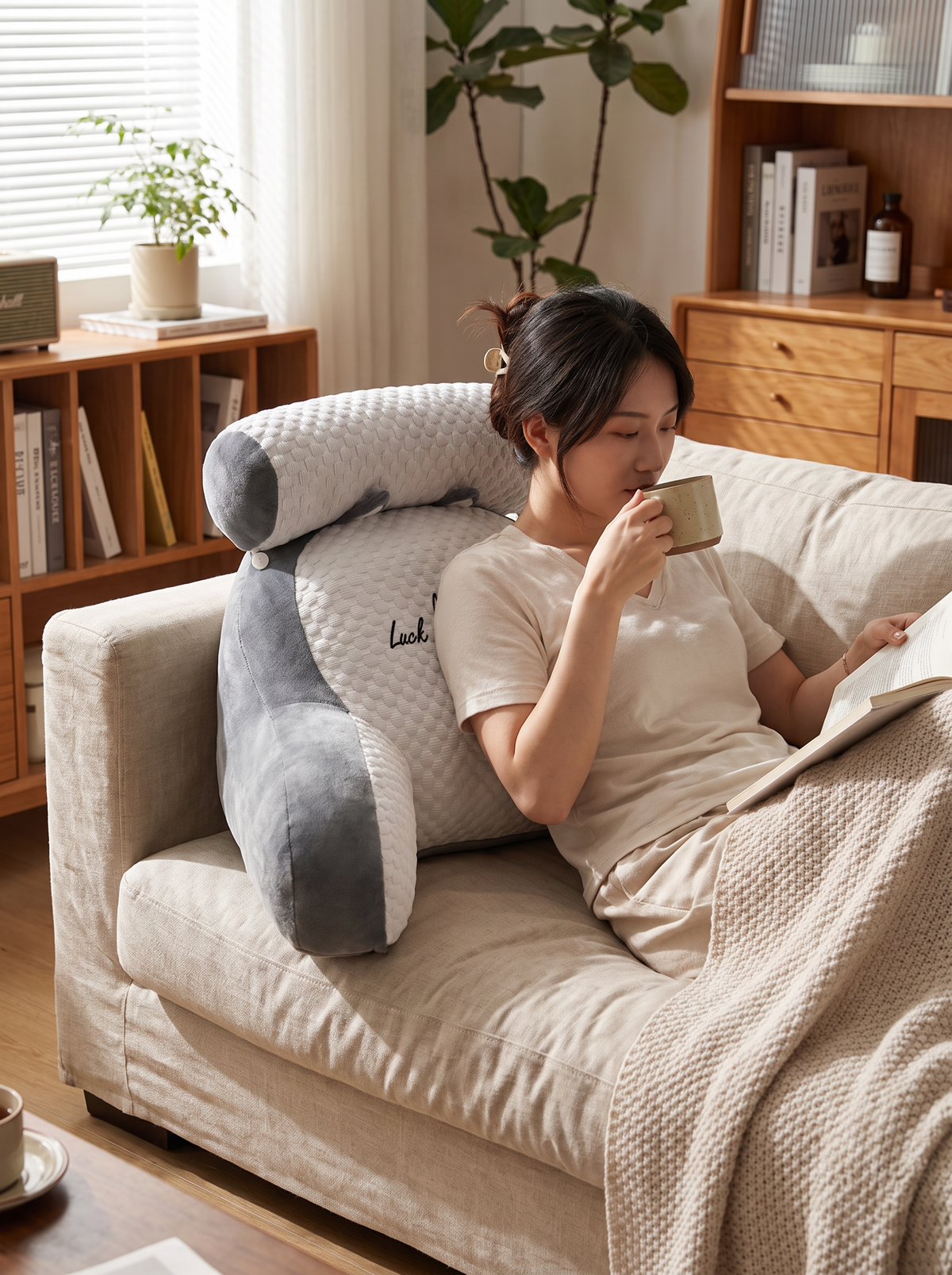 Memory foam reading backrest pillow 3