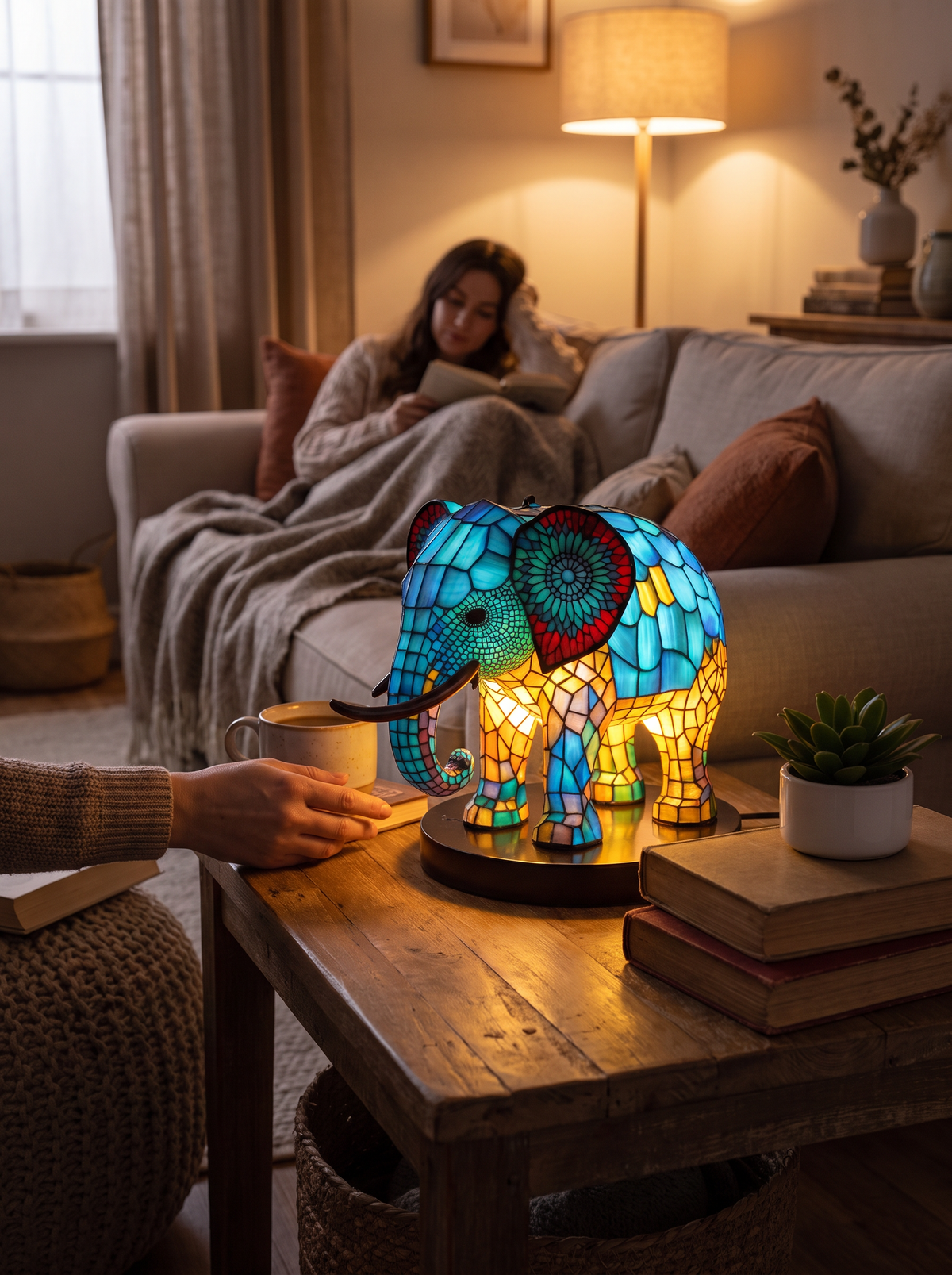 Stained glass style animal table lamp 3