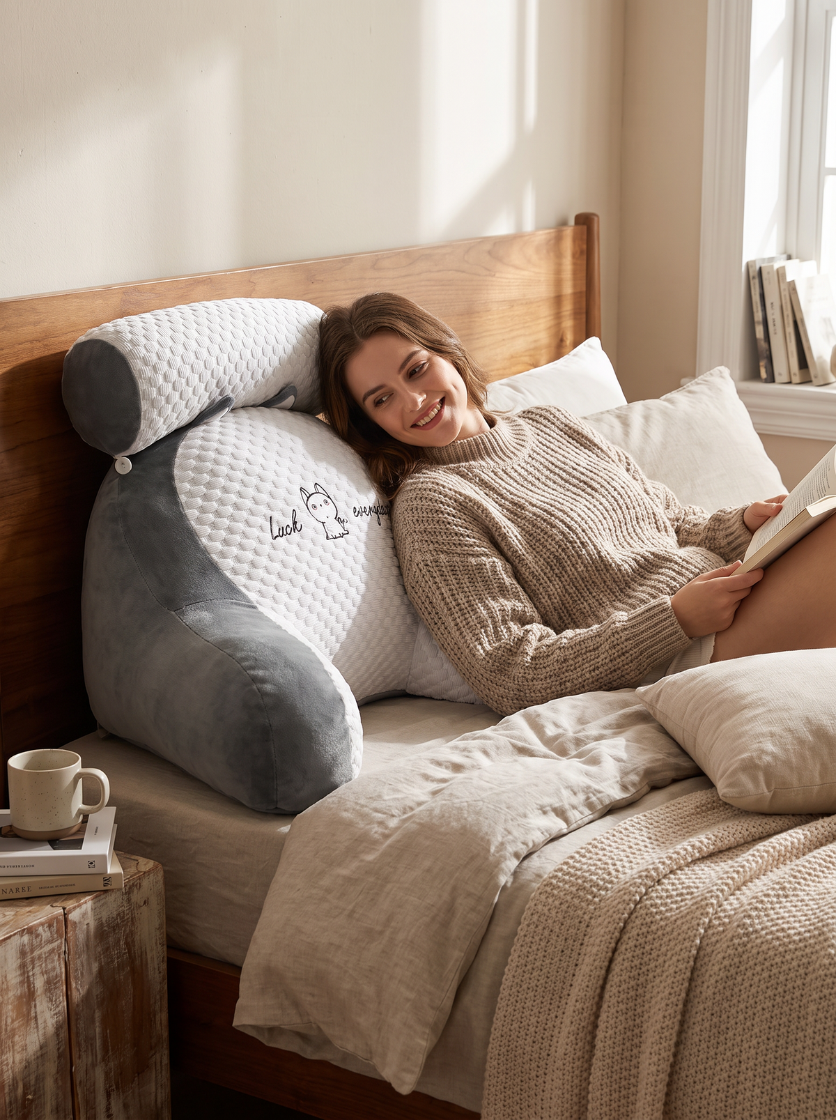 Memory foam reading backrest pillow 1