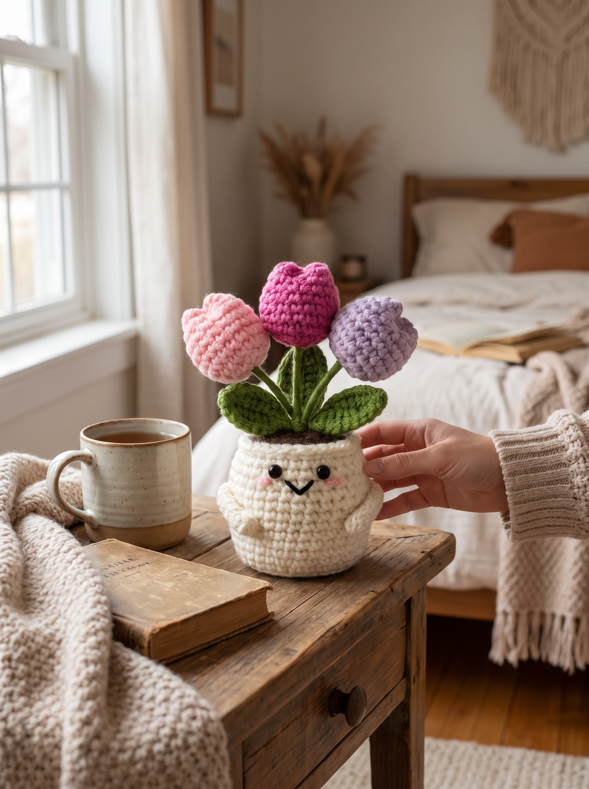 Handmade crochet flower desk decor 1