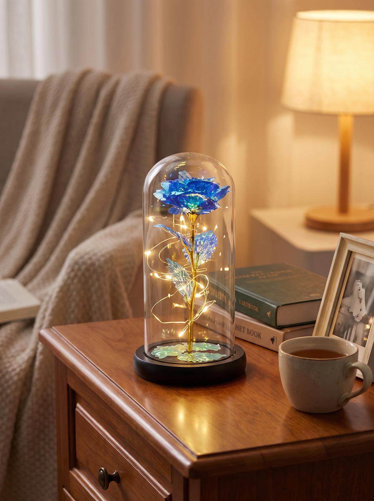 Rose figure glass dome display 3