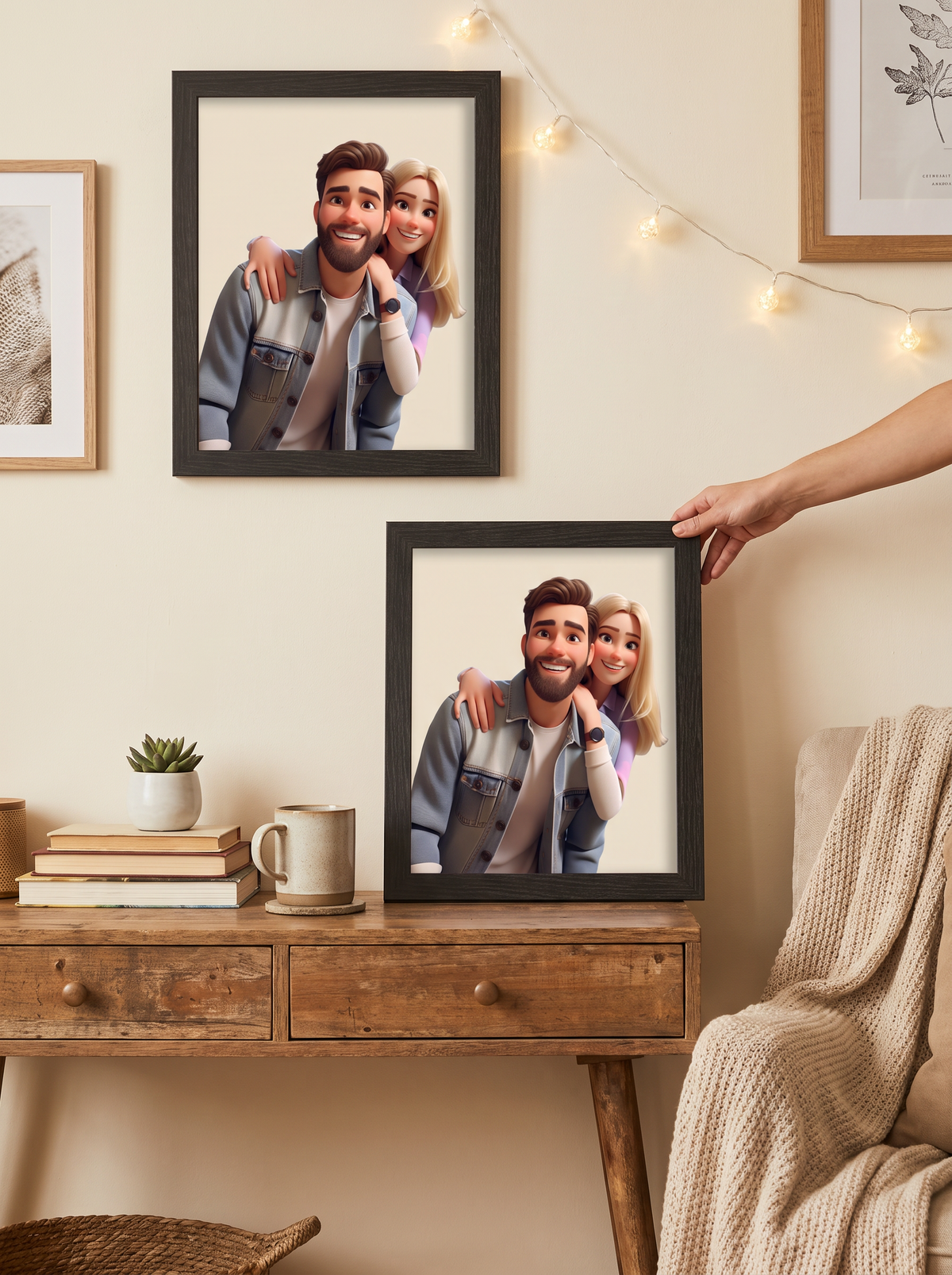 Acrylic photo frame as a gift on display