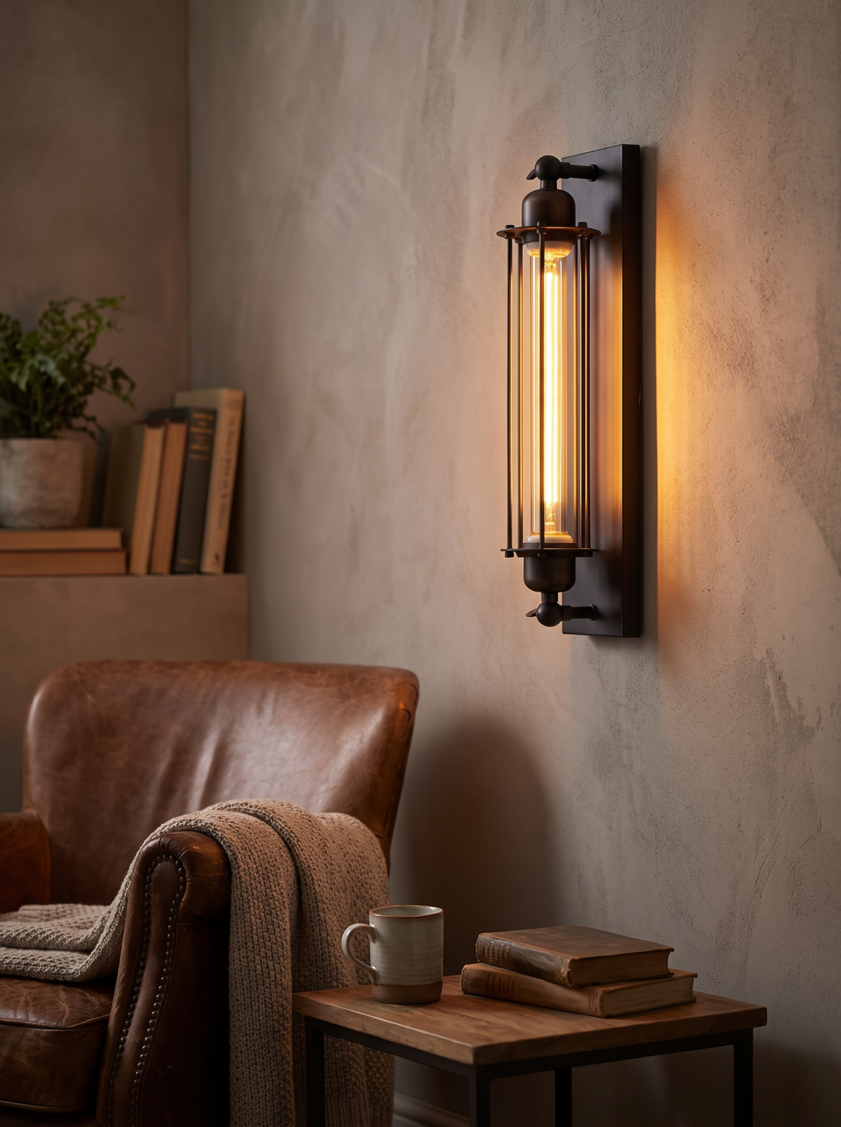 Vintage sconce lighting a hallway