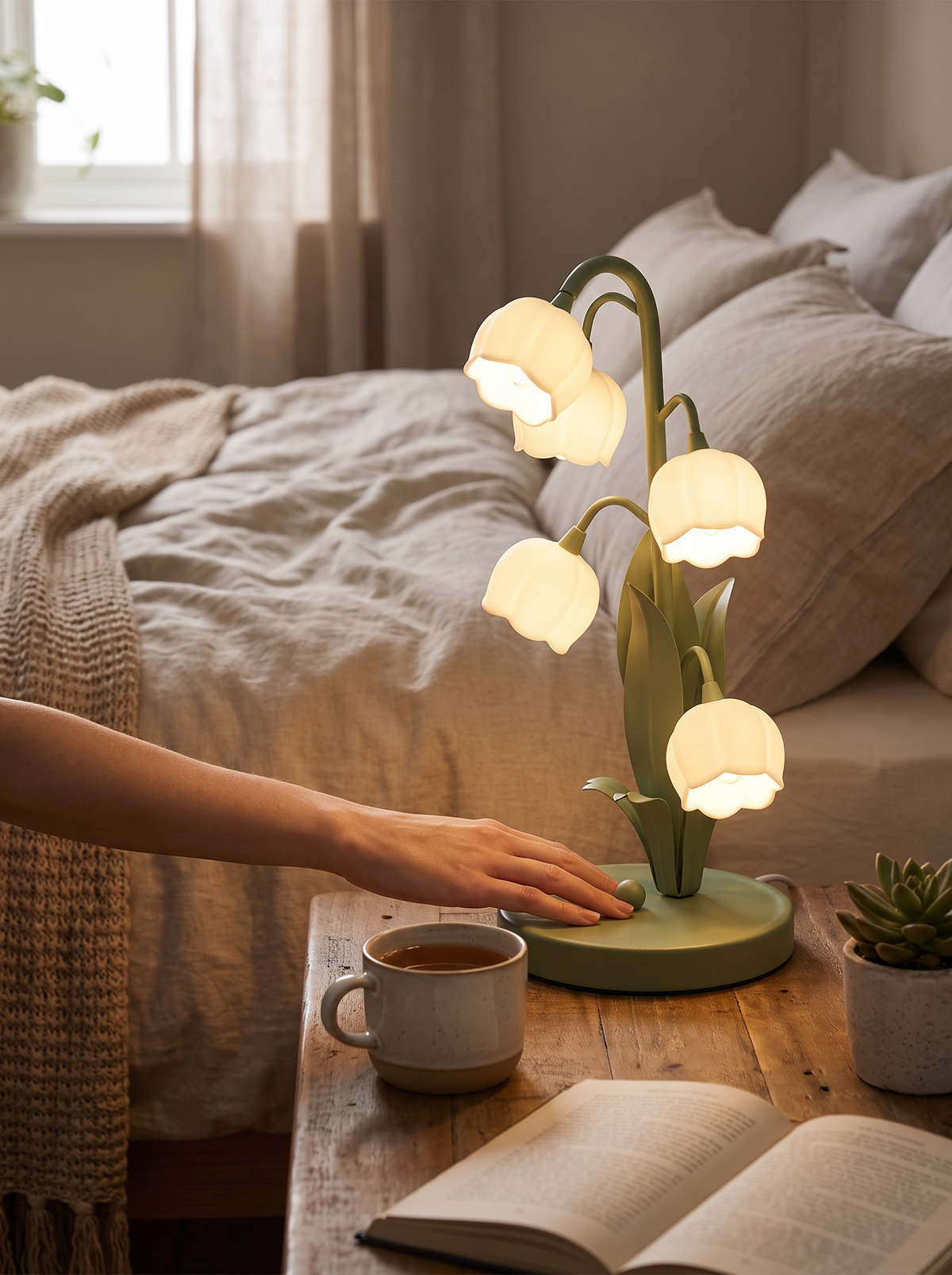 Orchid table lamp bulb and stem detail