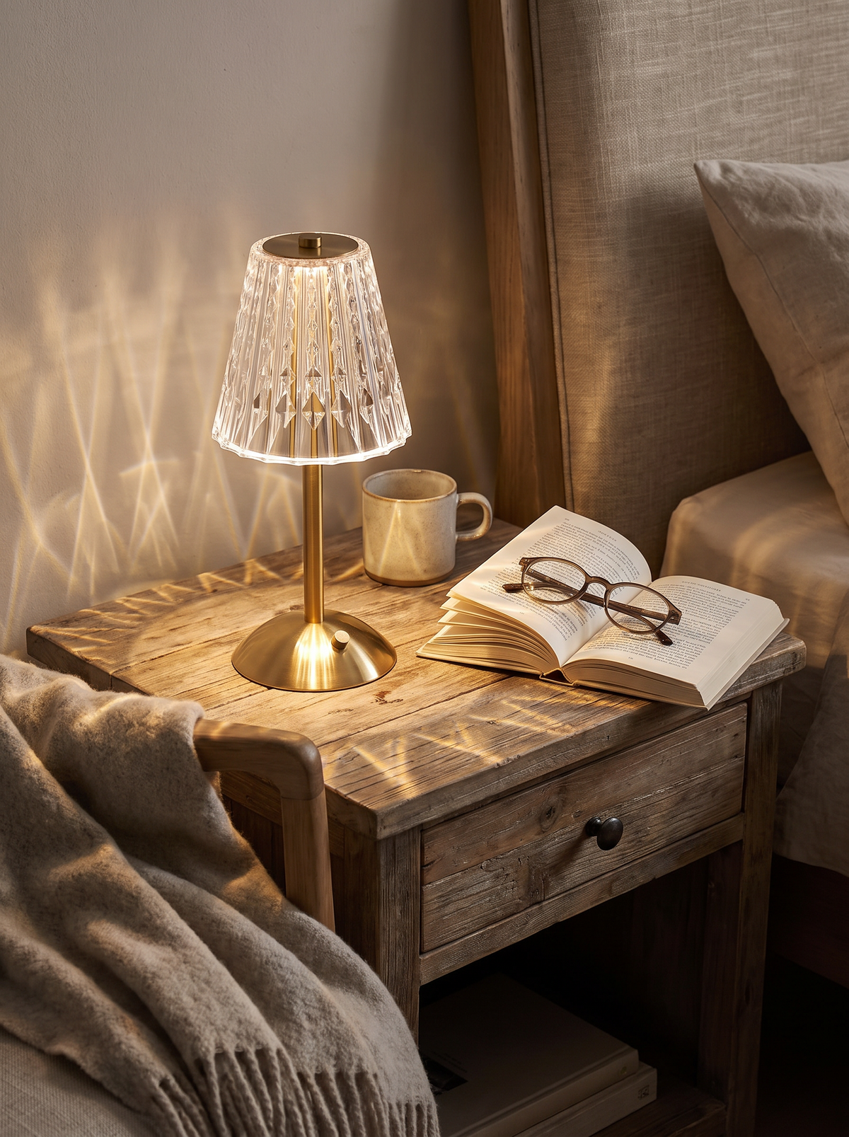 Crystal touch rechargeable table lamp scattering light