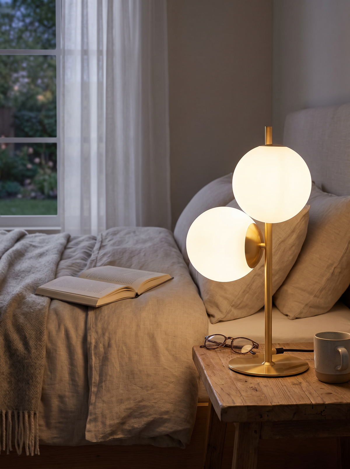 Frosted globe lamp soft even glow