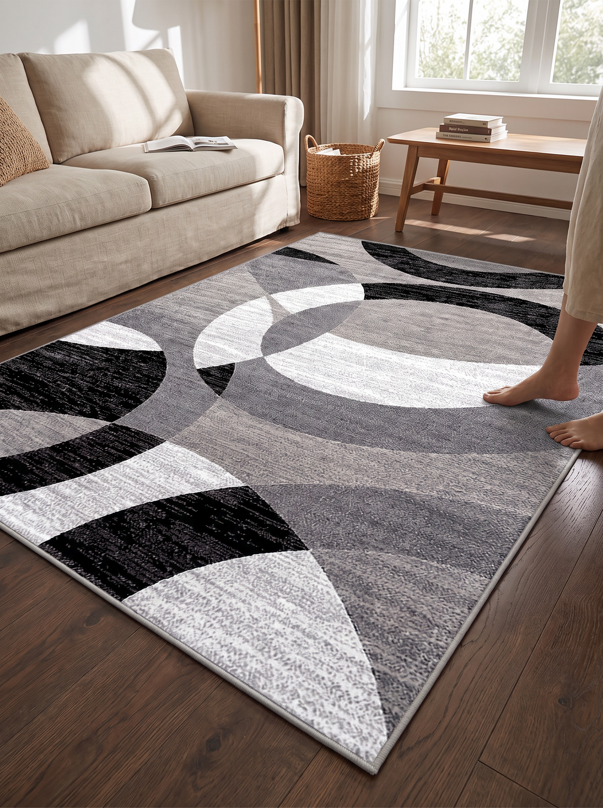 Rug lying flat on a hard floor