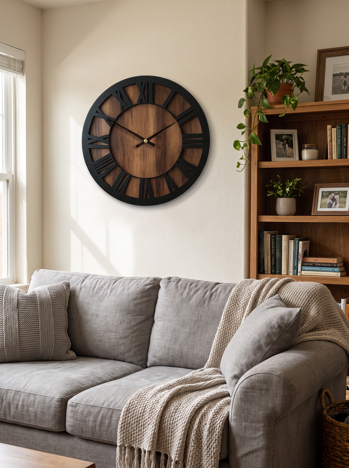 Wall clock hung on a single fixing