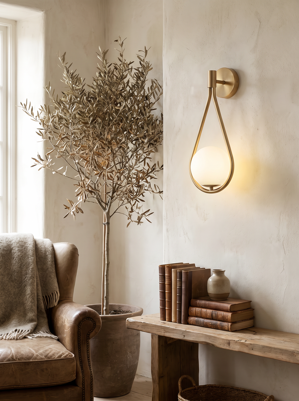 Droplet teardrop wall lamp on a wall