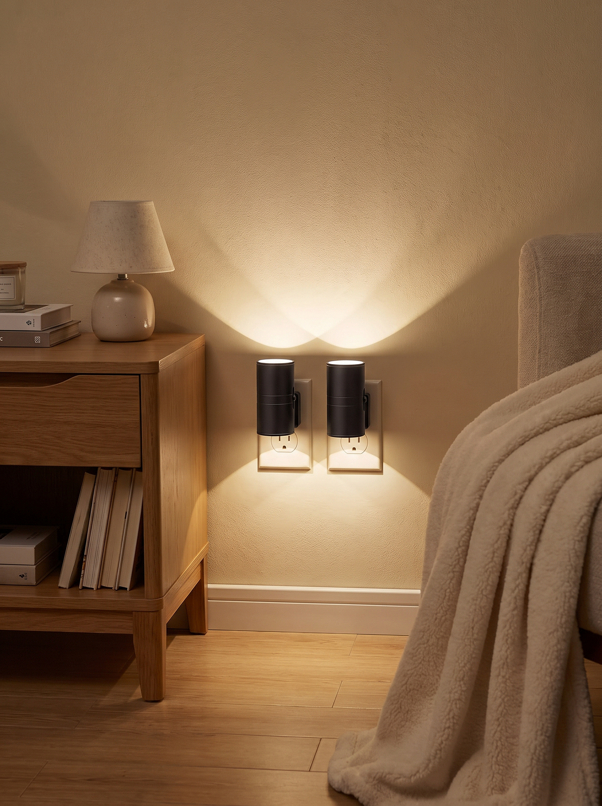 Dimmable night light set to a low level