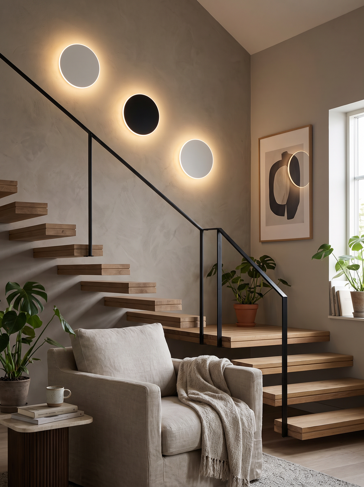 Minimalist round LED wall light disc