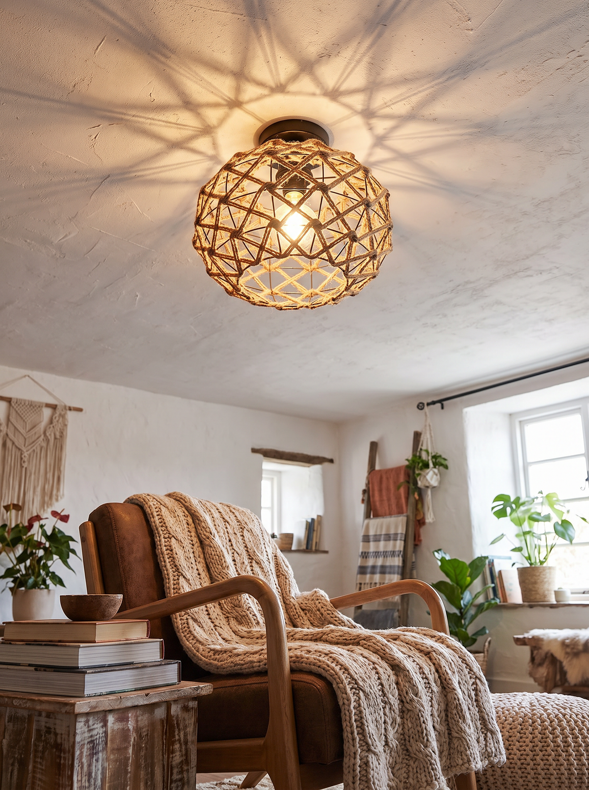 Hand woven hemp rope shade texture