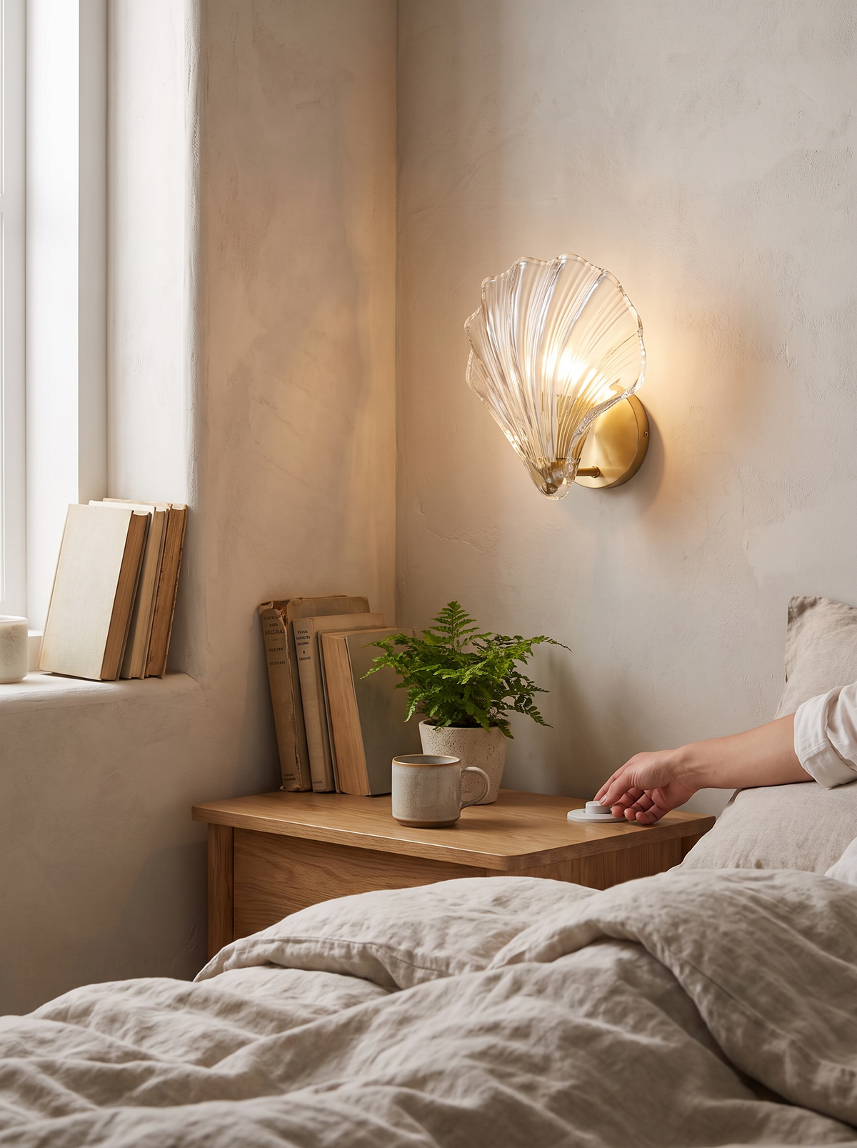 Marina shell glass wall light