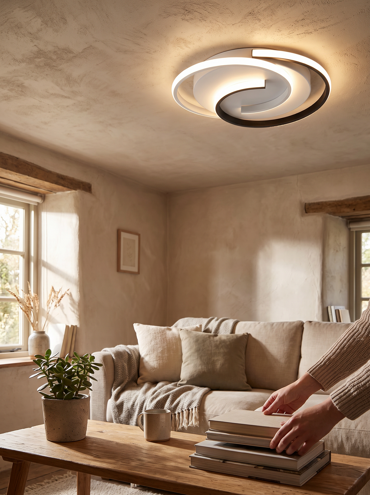 Spiral LED flush ceiling light coil