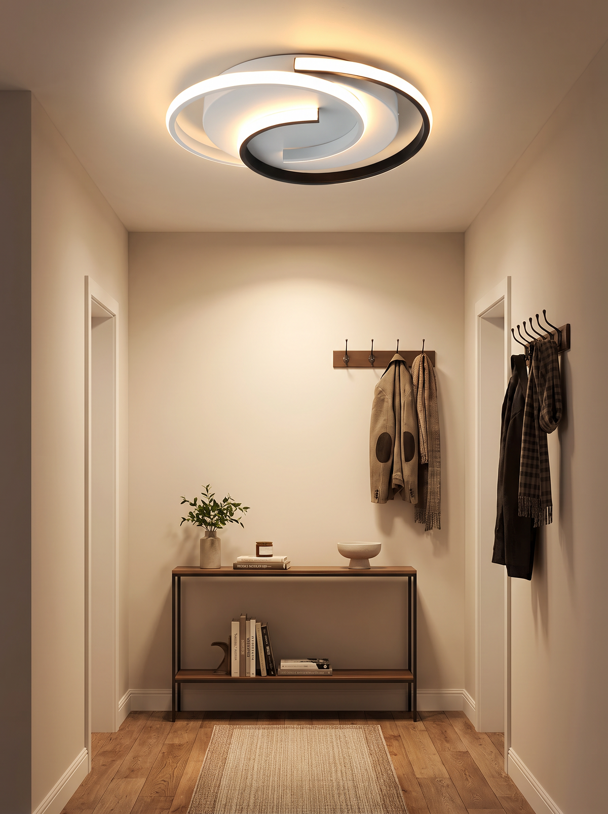A continuous line of light on a ceiling