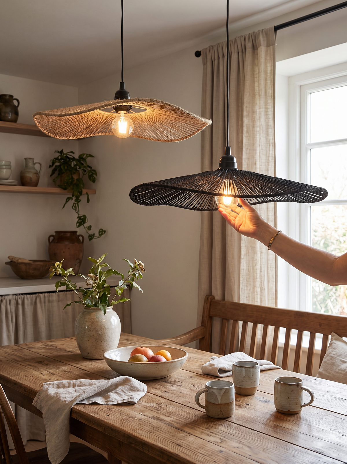 Artistic paper rope ceiling shade