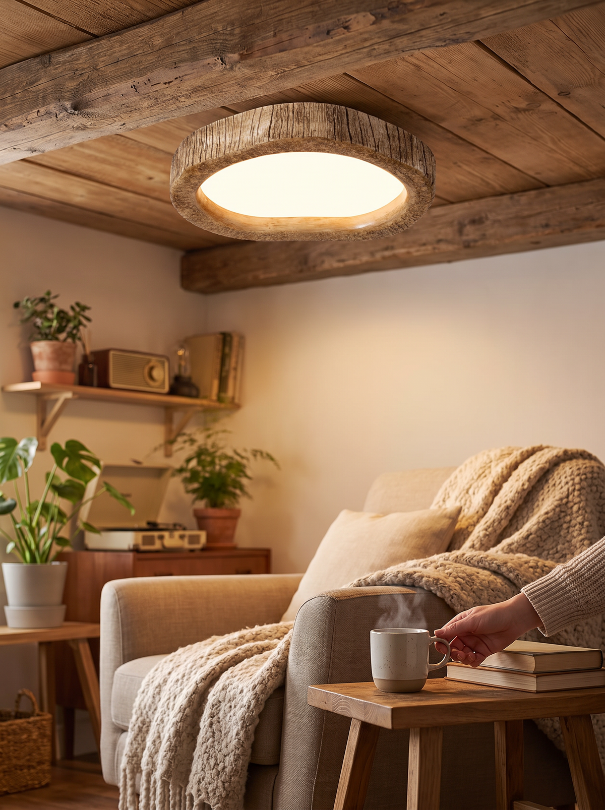 Le Halo Bois wood LED ceiling light