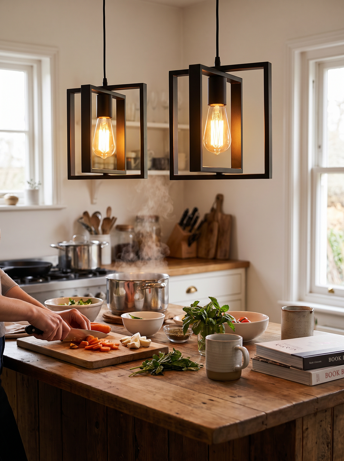 Directional shade lighting a work surface
