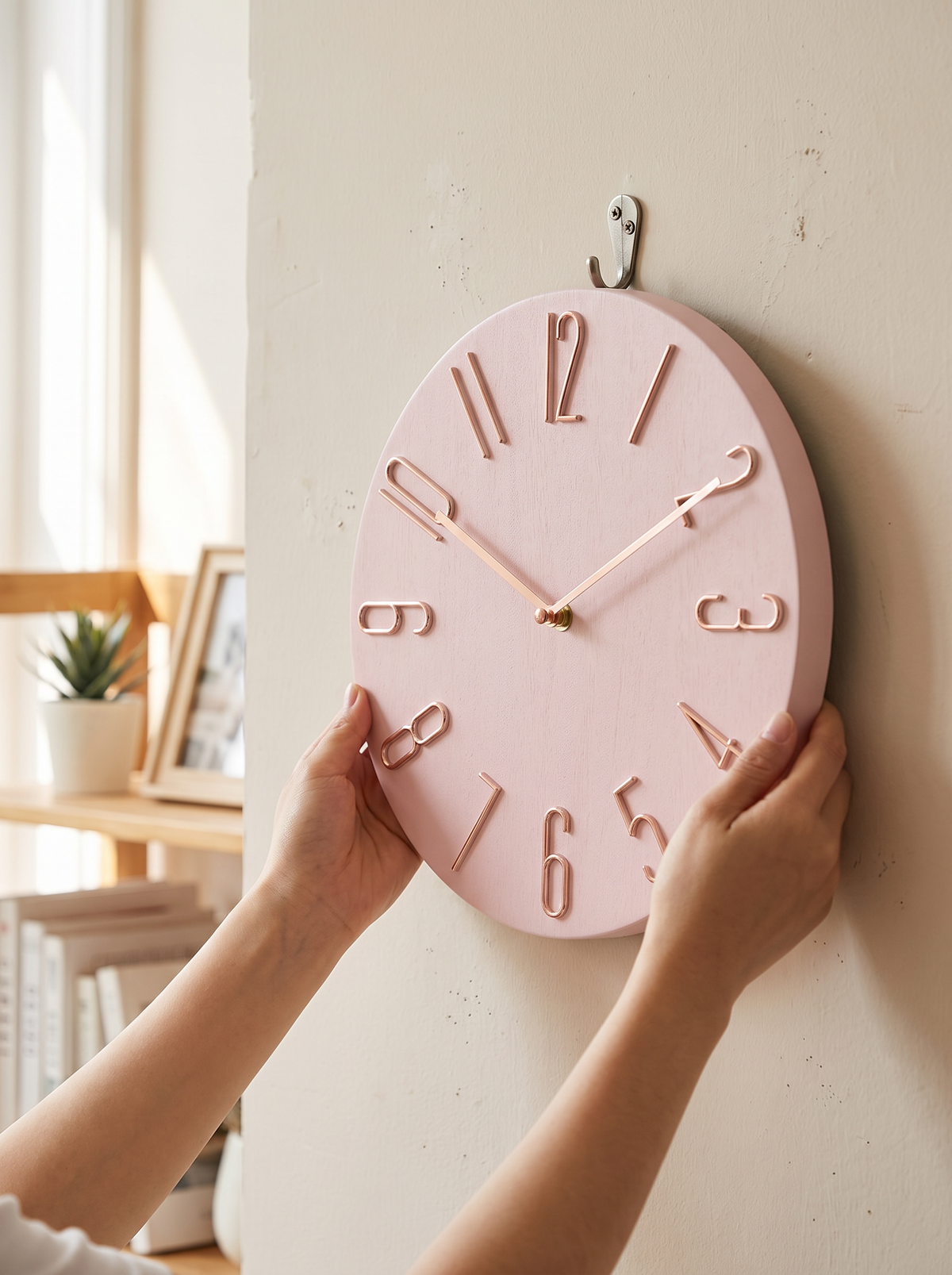 Hanging an office clock on a single fixing