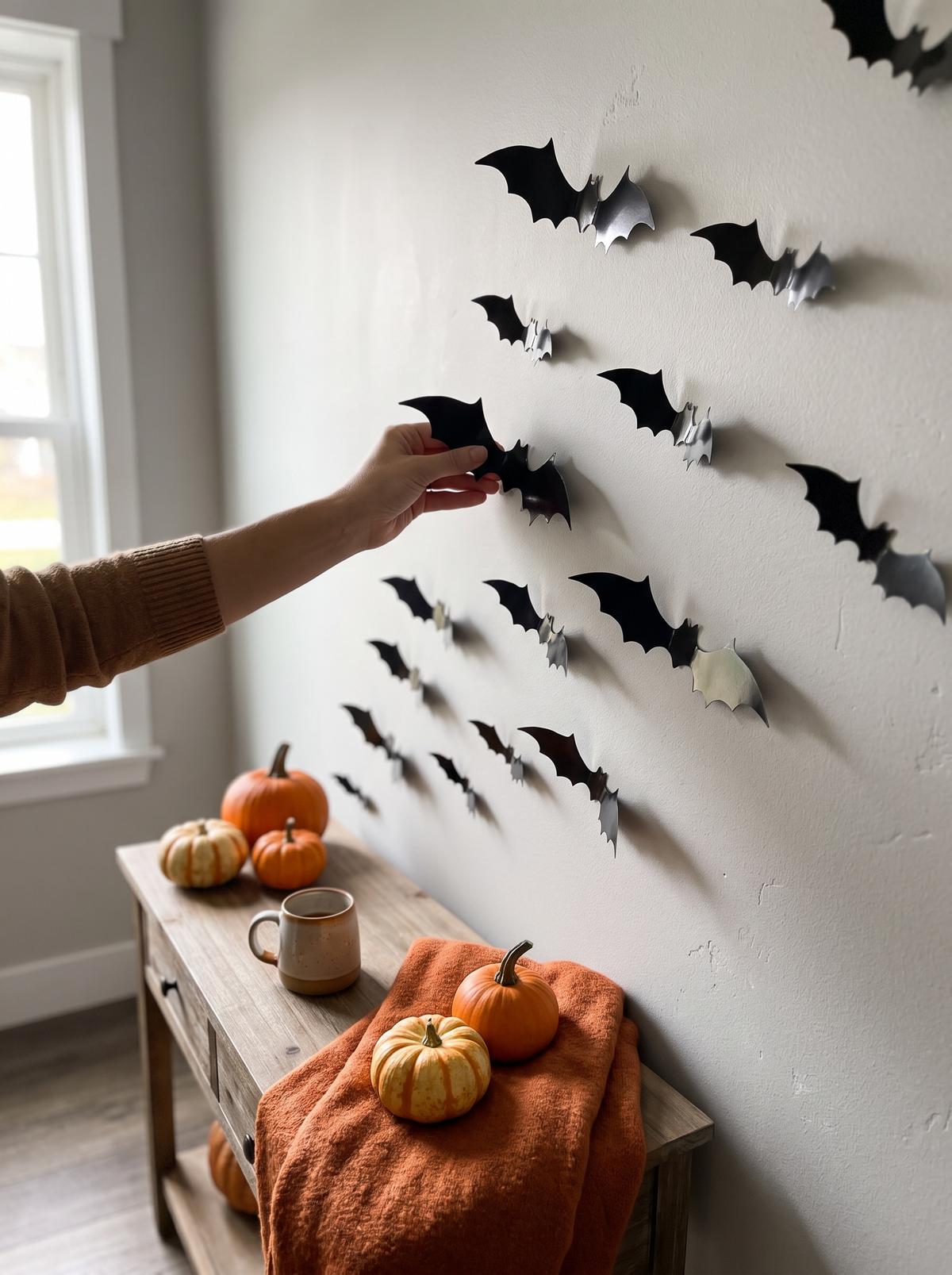 3D bat wall stickers standing off the wall