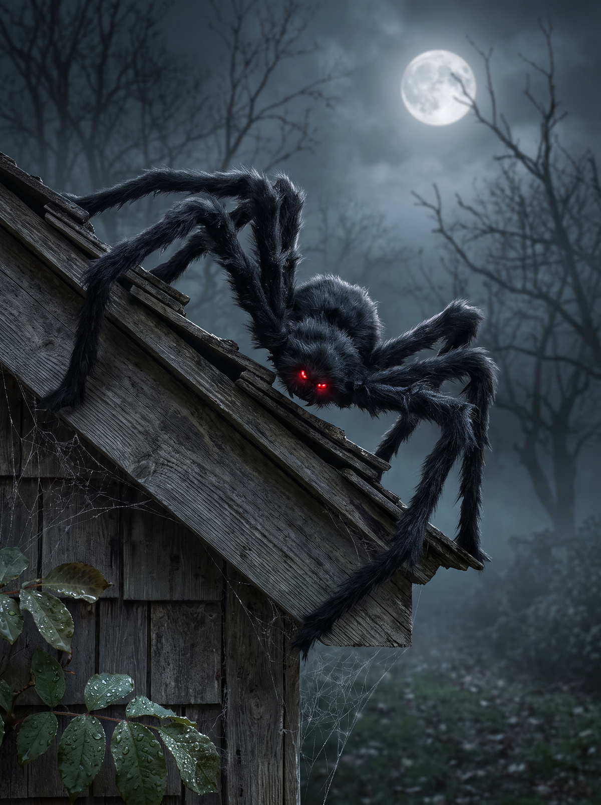 Bendable spider legs gripping a porch roof edge