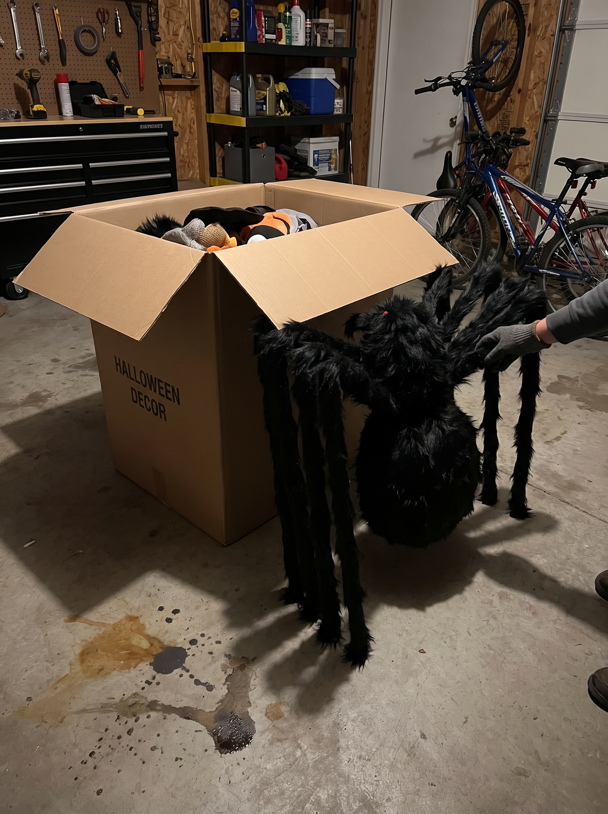 Spider decoration with legs folded for storage