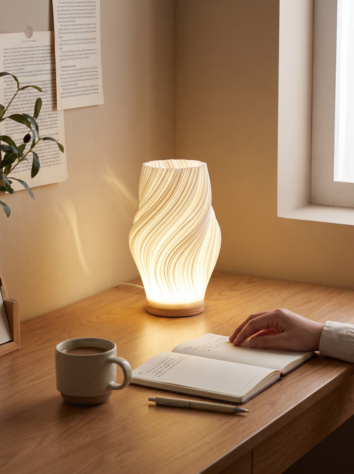 Wave wood USB lamp lifestyle 1