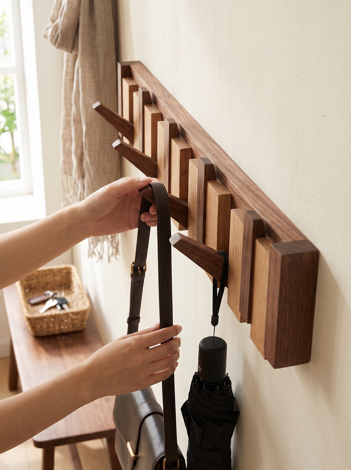 Wooden coat rack lifestyle 2