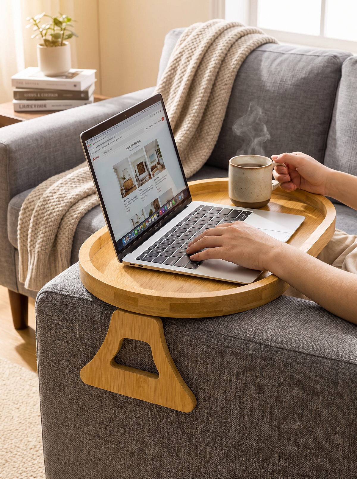 Sofa armrest tray lifestyle 1