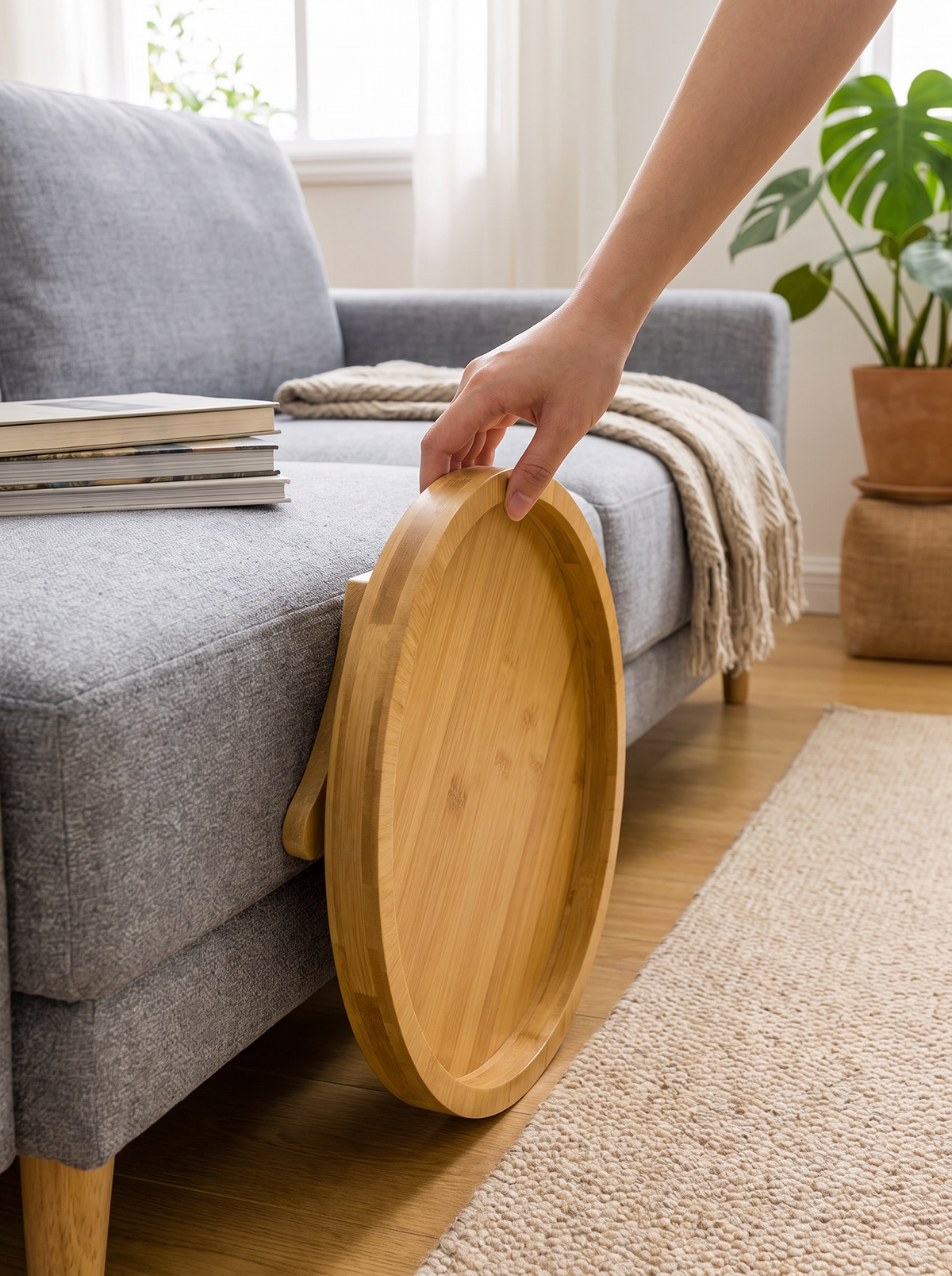 Sofa armrest tray lifestyle 2