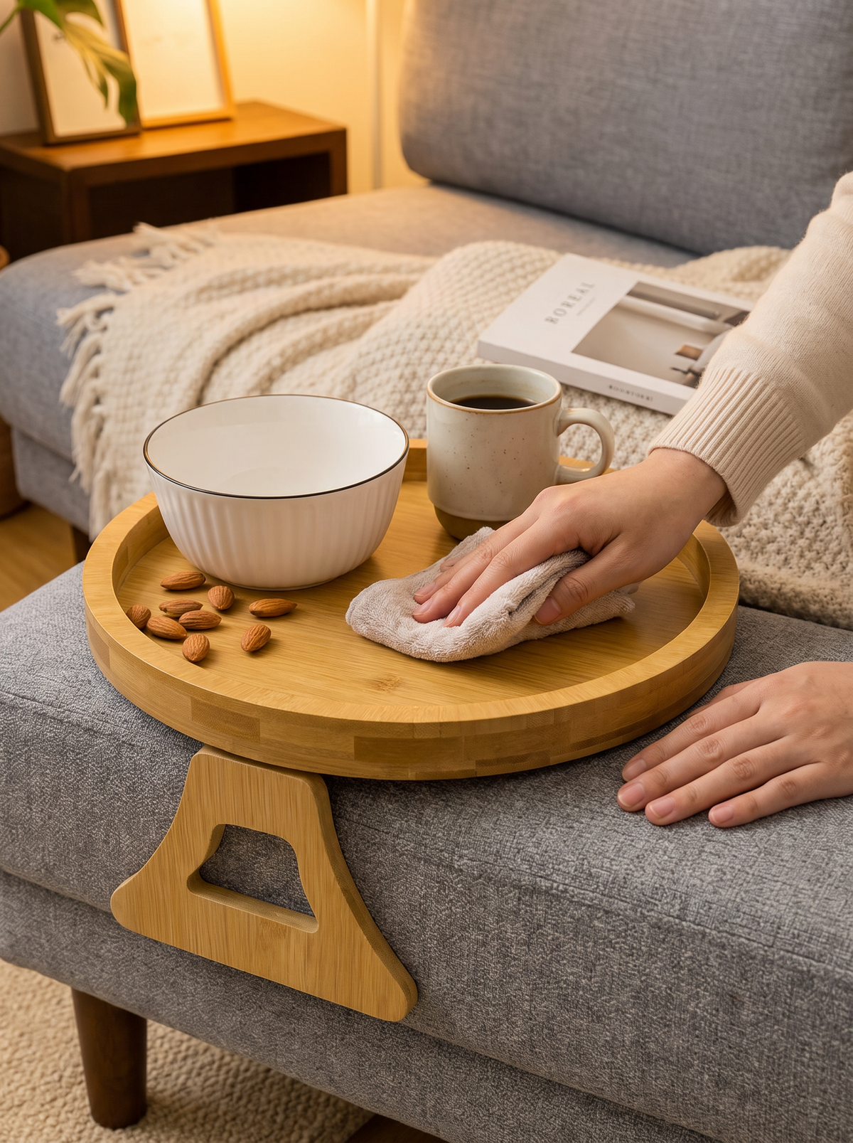 Sofa armrest tray lifestyle 3
