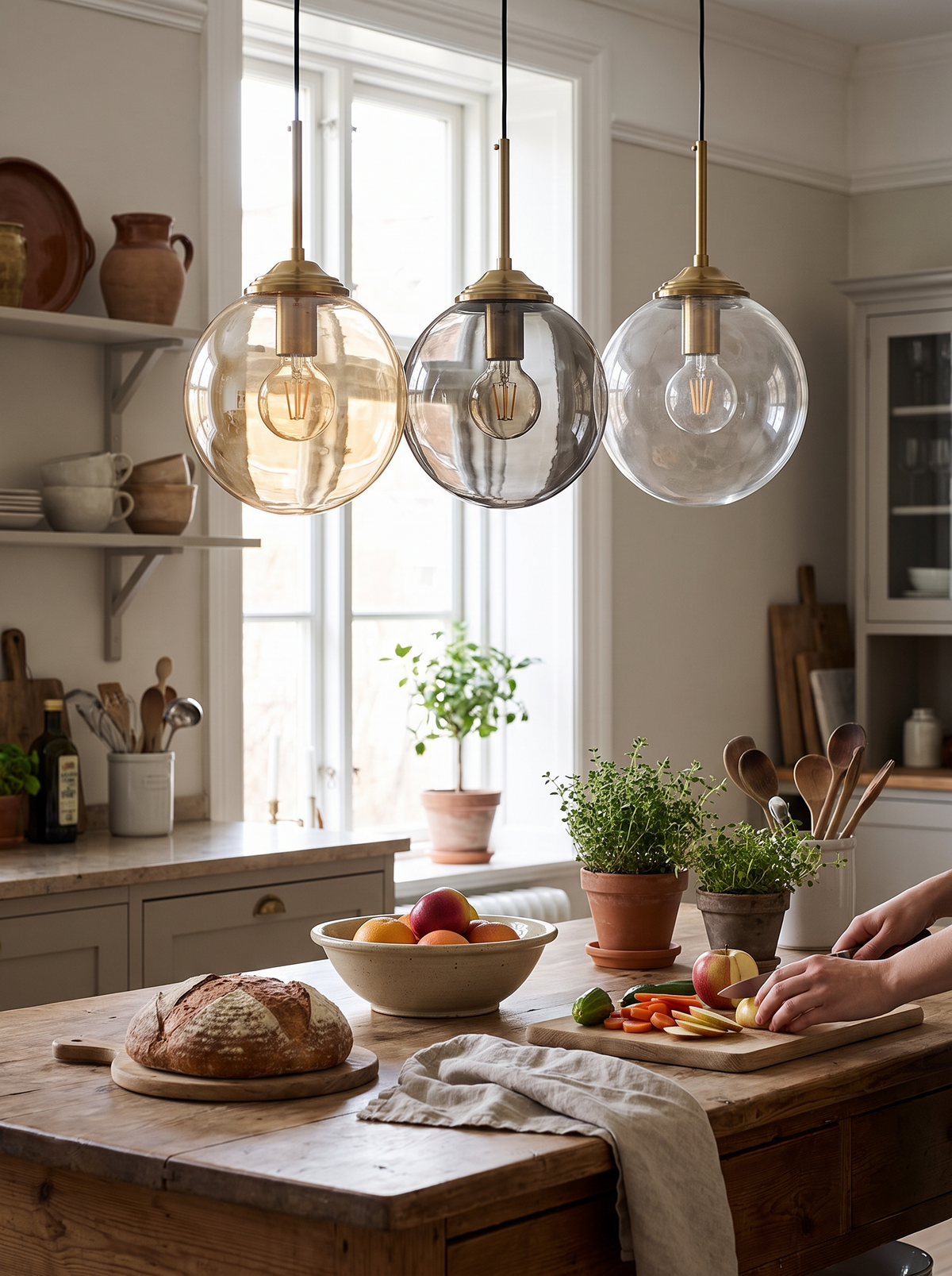 Amber smoke globe pendant lifestyle 1